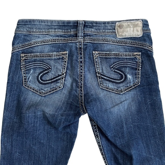 SILVER Jeans Tuesday Rose Capri Low Rise Distressed Ripped Denim Jeans - Picture 13 of 16